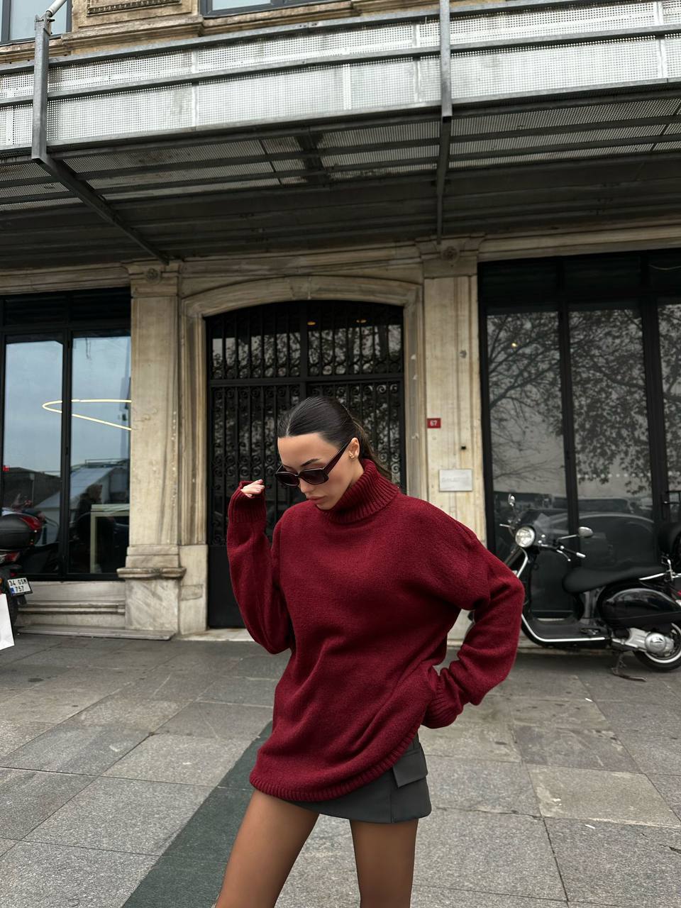 Burgundy Wool Turtleneck Top