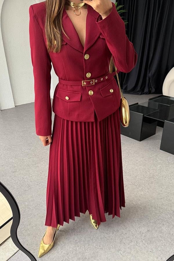 Valeria Burgundy Skirt Set