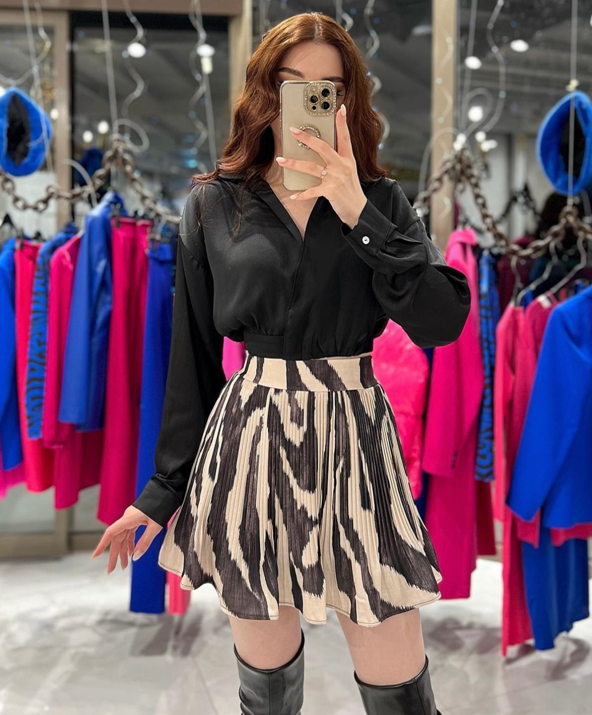 Zebra Plisse Skort