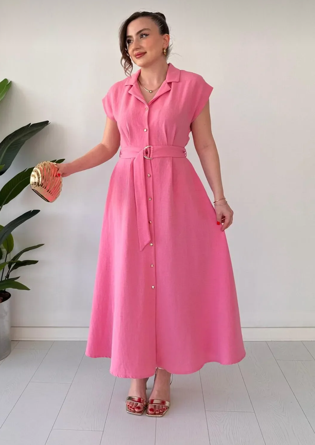 Fuchsia Linen Dress