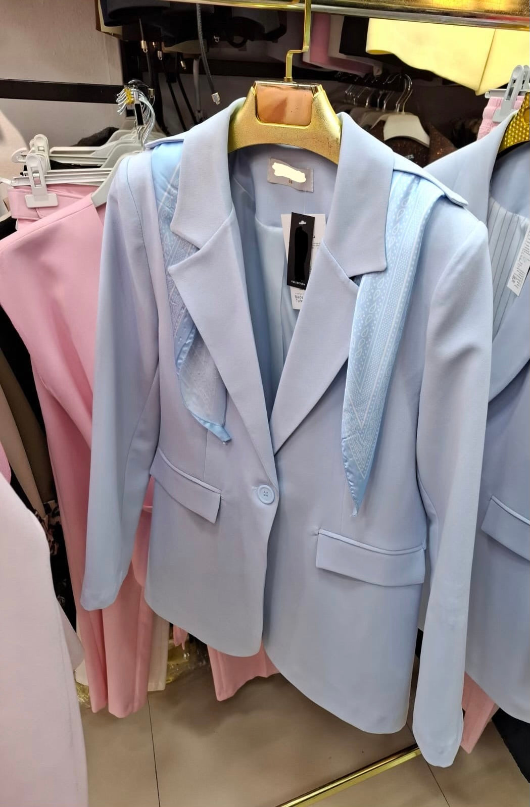 Calm Blue Blazer With Foulard