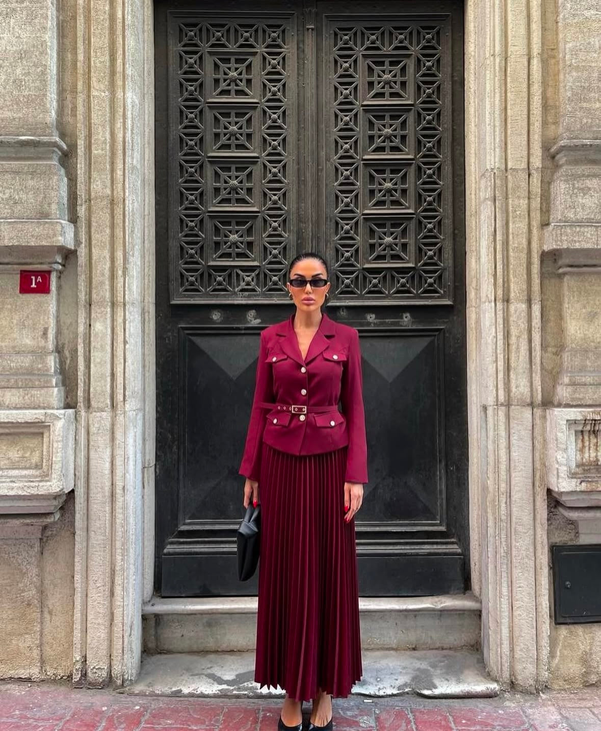 Valeria Burgundy Skirt Set