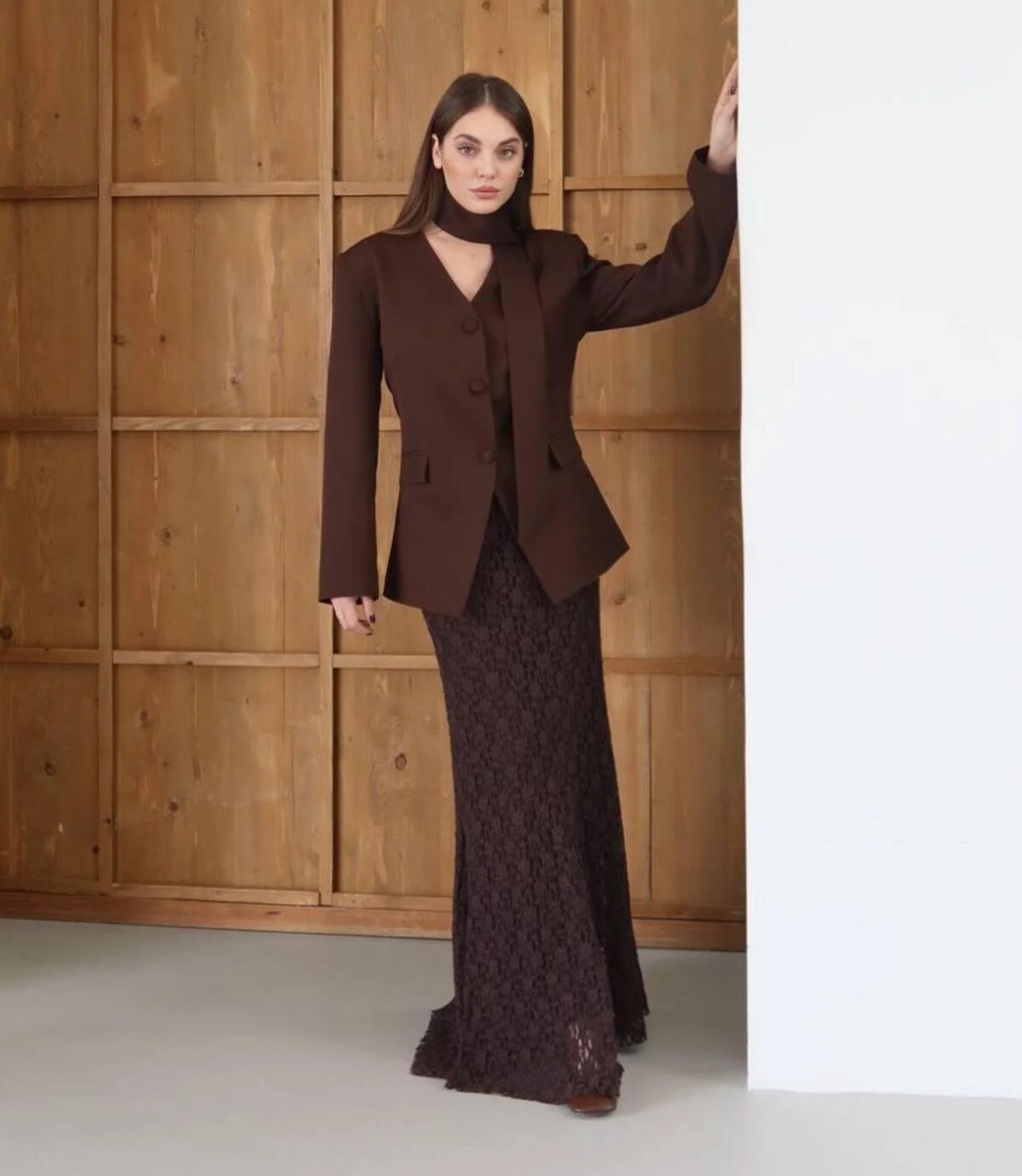 Brown Dentelle Skirt