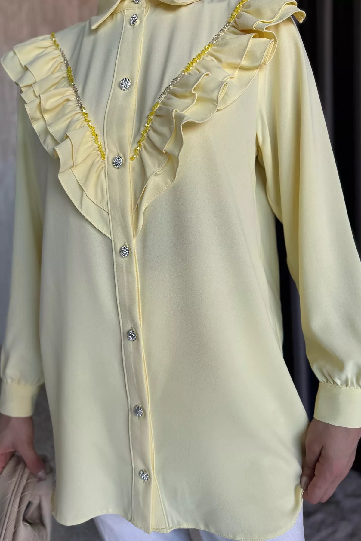Pastel Yellow Ruffles Shirt