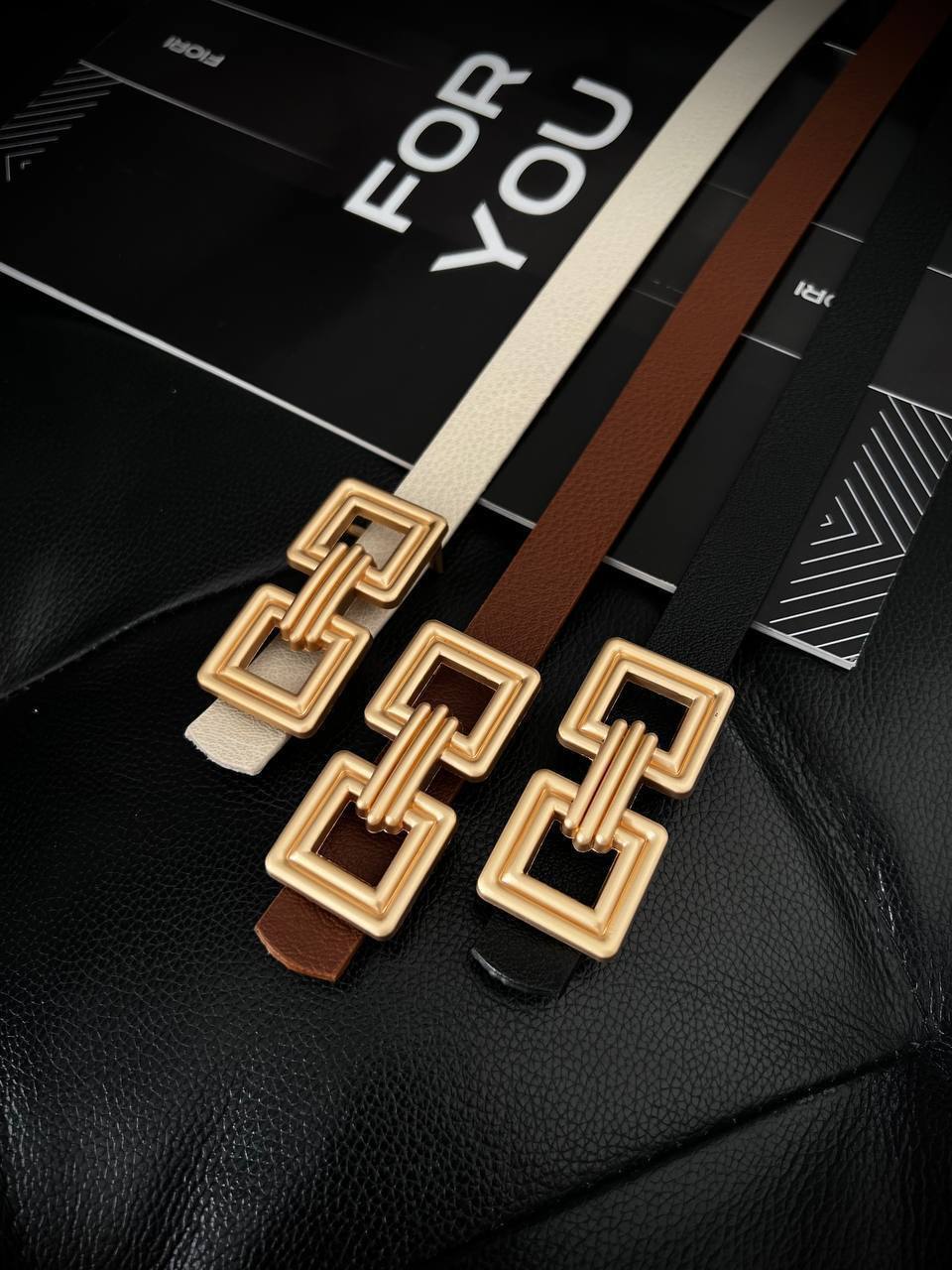 Squares belts -Brown