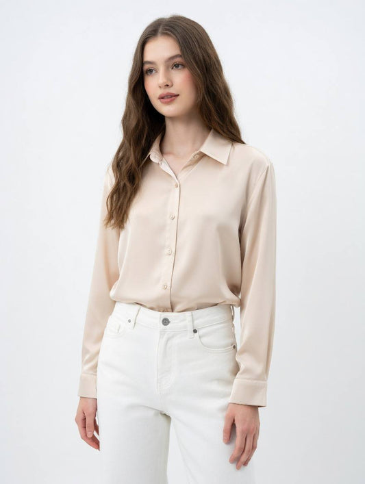 Beige Satin Shirt