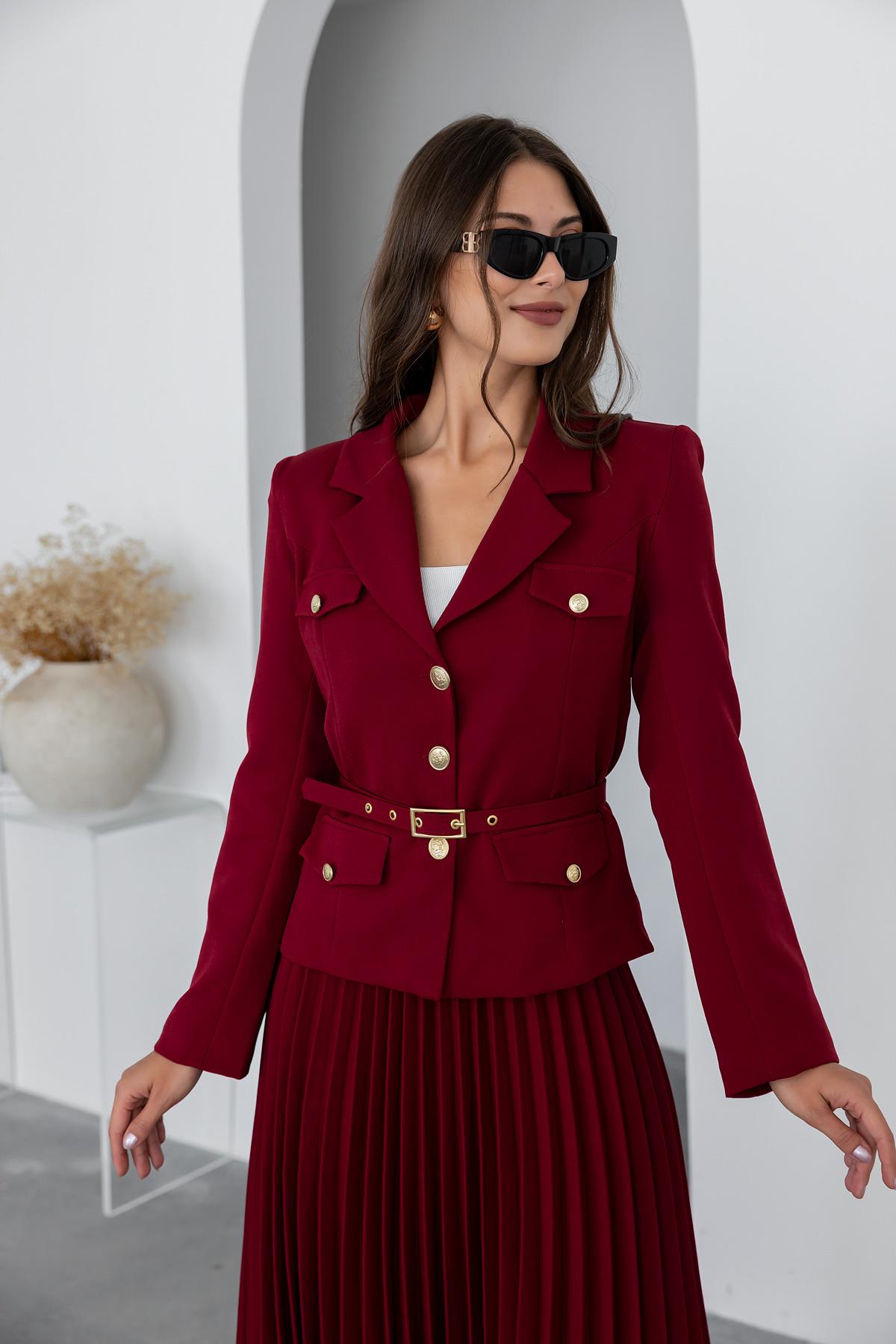 Valeria Burgundy Skirt Set