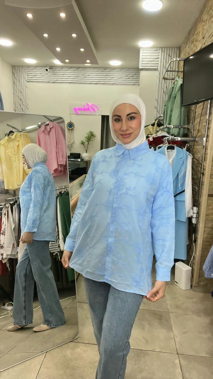 Blue Embroidery Shirt