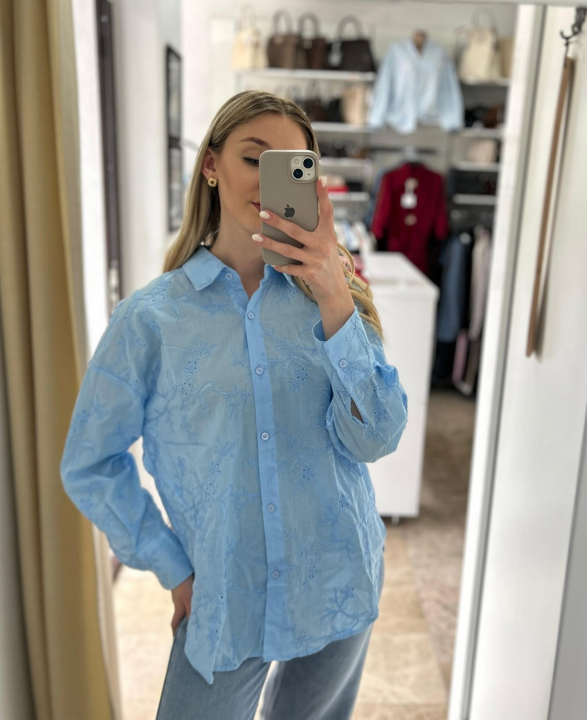 Blue Embroidery Shirt