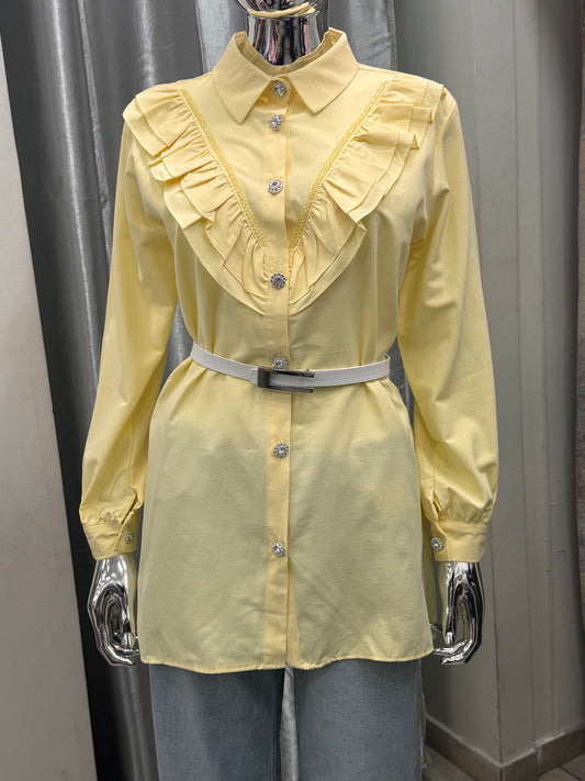 Pastel Yellow Ruffles Shirt