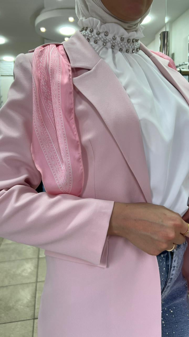Pastel Pink Blazer with Foulard