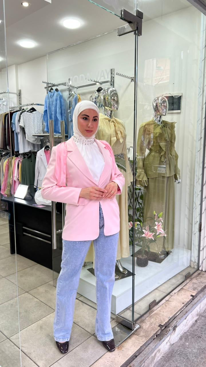 Pastel Pink Blazer with Foulard