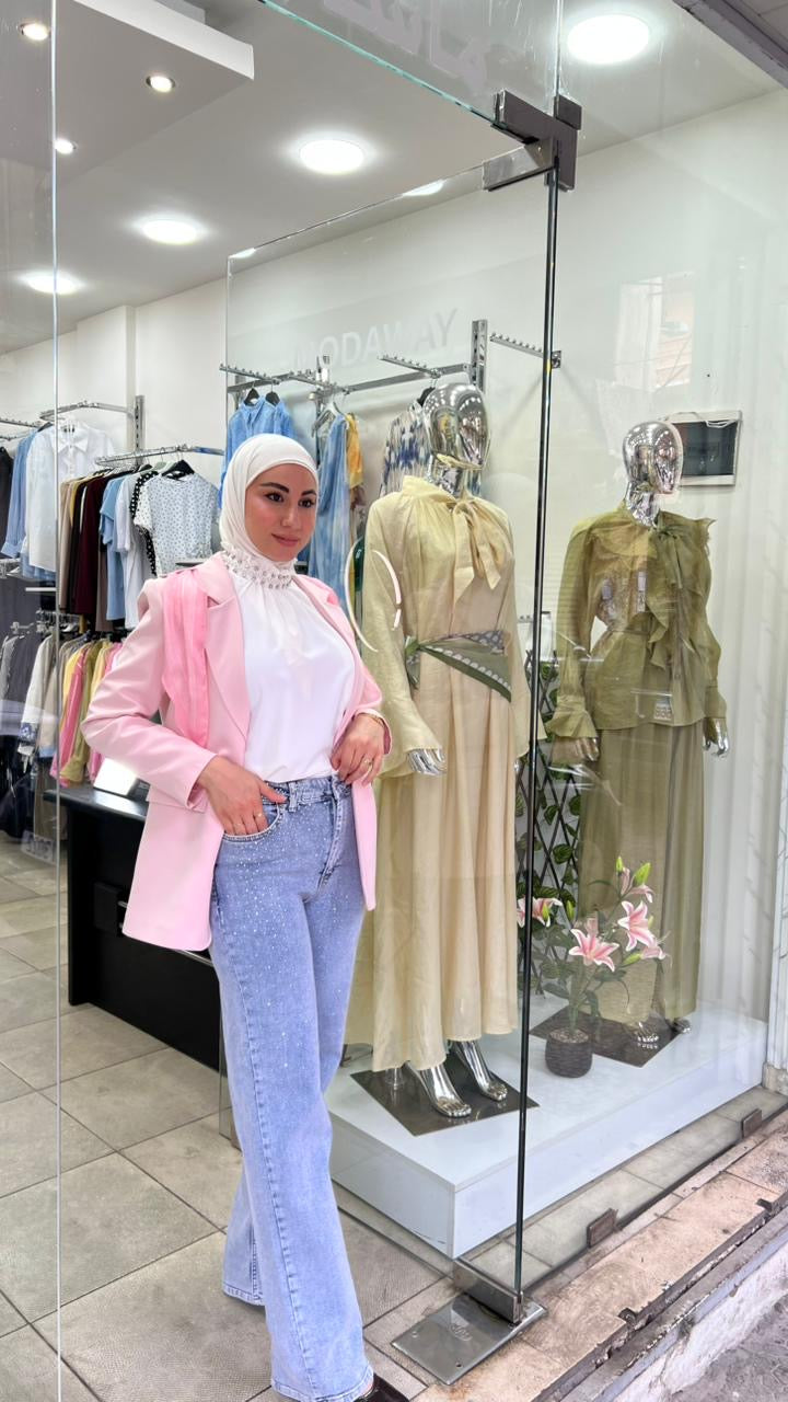 Pastel Pink Blazer with Foulard