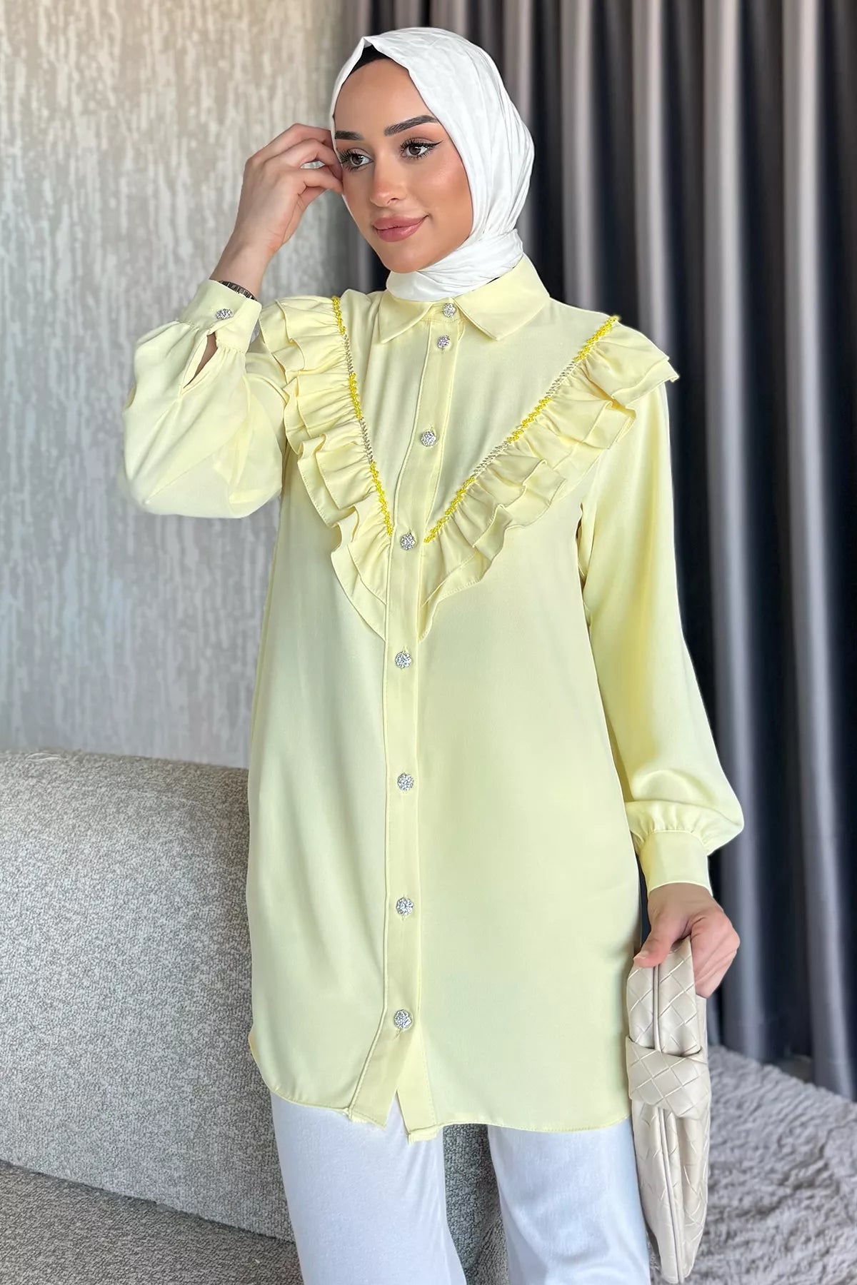 Pastel Yellow Ruffles Shirt
