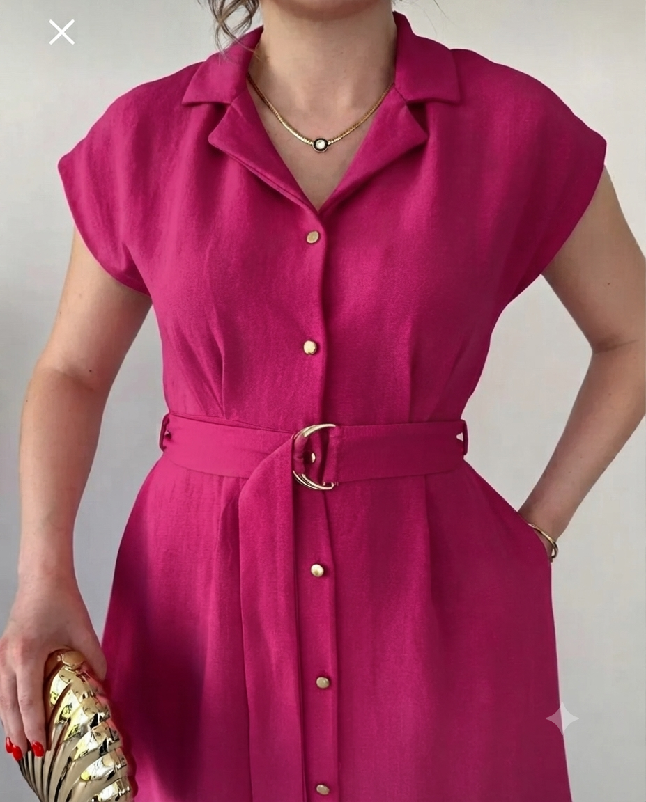 Fuchsia Linen Dress