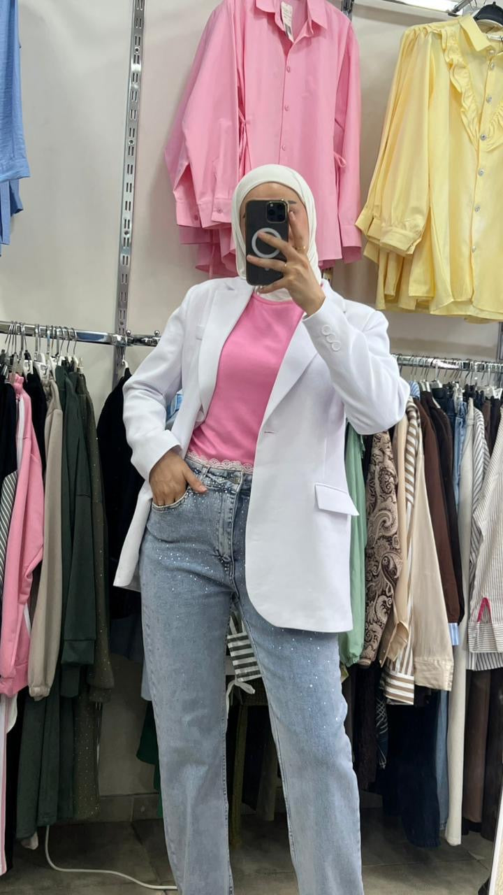 White Linen Classy Blazer